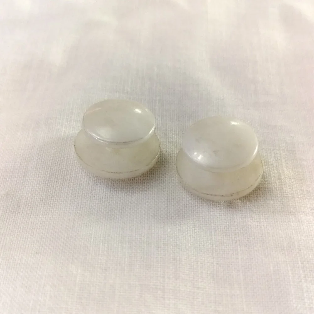 4/$20 Vintage White Celluloid Plastic Shirt Studs Cufflinks Faux Mother Of Pearl